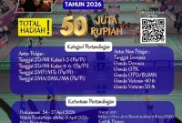 Poster resmi Turnamen Bulutangkis Hardiknas Sumenep Cup 2026 dengan total hadiah Rp50 juta yang akan digelar di GOR Sumekar.
