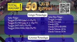 Poster resmi Turnamen Bulutangkis Hardiknas Sumenep Cup 2026 dengan total hadiah Rp50 juta yang akan digelar di GOR Sumekar.