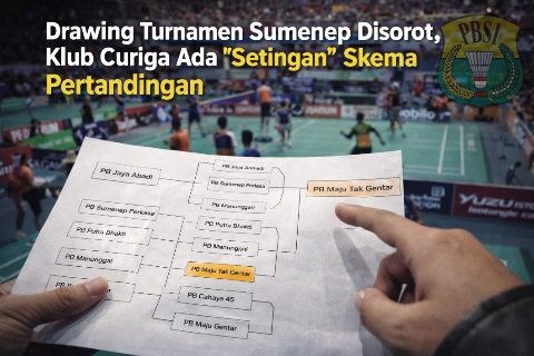 Ilustrasi pertandingan bulutangkis dalam Turnamen Hardiknas Sumenep Cup yang menjadi sorotan terkait transparansi skema pertandingan.