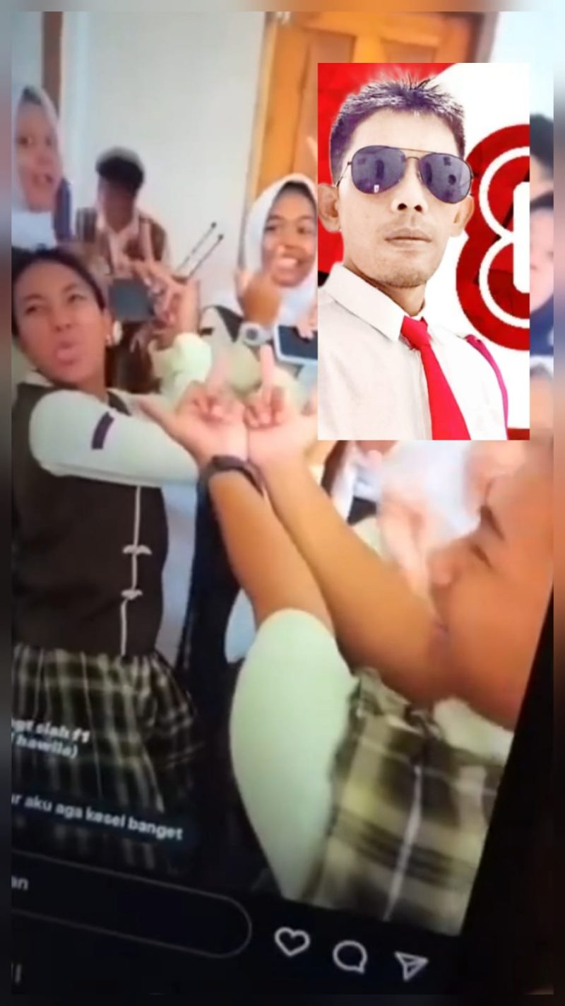 Tangkapan layar video viral yang memperlihatkan suasana kelas di SMA Negeri 1 Purwakarta saat dugaan tindakan tidak sopan terhadap guru terjadi.