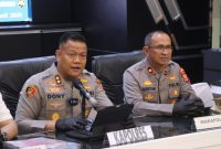 Kapolres Subang AKBP Dony Eko Wicaksono saat konferensi pers pengungkapan kasus penipuan proyek fiktif yang melibatkan oknum PNS Kesbangpol Subang, Selasa (5/5/2026).