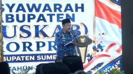 Wakil Bupati Sumenep KH Imam Hasyim saat sambutan Musyawarah Kabupaten (Muskab) KORPRI di Pendopo Agung Keraton Sumenep, Selasa (12/5/2026).