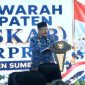 Wakil Bupati Sumenep KH Imam Hasyim saat sambutan Musyawarah Kabupaten (Muskab) KORPRI di Pendopo Agung Keraton Sumenep, Selasa (12/5/2026).