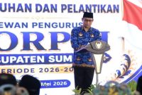 Sekretaris Daerah Kabupaten Sumenep Agus Dwi Saputra saat menghadiri pengukuhan Dewan Pengurus KORPRI Kabupaten Sumenep di Pendopo Agung Keraton, Selasa (12/5/2026).