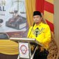 Ketua LBH Achmad Madani Putra, Kamarullah, saat sambutan di pembukaan pendidikan dan pelatihan paralegal yang digelar LBH Achmad Madani Putra dan Rekan-Rekan di Graha Wiraraja, Sumenep.