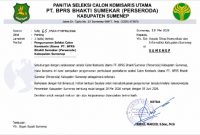 Panitia Seleksi membuka pendaftaran calon Komisaris Utama PT BPRS Bhakti Sumekar (Perseroda) hingga 5 Juni 2026.