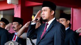 Bupati Sumenep Achmad Fauzi Wongsojudo saat memimpin Upacara Peringatan Hari Lahir Pancasila Tahun 2026 di halaman Kantor Pemerintah Kabupaten Sumenep, Selasa (2/6/2026).