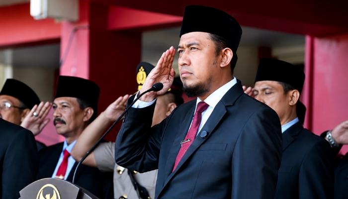 Bupati Sumenep Achmad Fauzi Wongsojudo saat memimpin Upacara Peringatan Hari Lahir Pancasila Tahun 2026 di halaman Kantor Pemerintah Kabupaten Sumenep, Selasa (2/6/2026).
