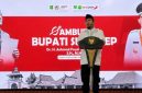 Bupati Sumenep Achmad Fauzi Wongsojudo menyampaikan sambutan dalam kegiatan Doa untuk Sang Proklamator di Pendopo Agung Keraton Sumenep, Selasa (2/6/2026). 