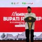 Bupati Sumenep Achmad Fauzi Wongsojudo menyampaikan sambutan dalam kegiatan Doa untuk Sang Proklamator di Pendopo Agung Keraton Sumenep, Selasa (2/6/2026). 