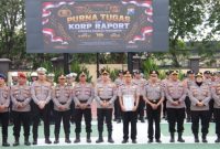 Polresta Sumenep menggelar Upacara Purna Tugas dan Korp Raport Kenaikan Pangkat Pengabdian di Lapangan Apel Tribrata Polresta Sumenep, Jumat (31/7/2026).