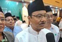 Ketua Panitia OC Muktamar Ke-35 NU H Saifullah Yusuf usai Rapat Gabungan Syuriyah-Tanfidziyah di Gedung PBNU, Jalan Kramat Raya 164, Jakarta, Selasa (7/7/2026). (Foto: NU Online/Haekal)
