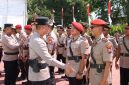 Upacara sertijab yang berlangsung di Lapangan Tri Brata Polresta Sumenep. 