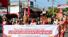 Karnaval Kebangsaan 2026 di Banyuwangi dalam rangka memperingati HUT ke-81 Kemerdekaan Republik Indonesia, Kamis (13/8/2026).