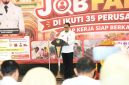 Sekda Sumenep Agus Dwi Saputra saat sambutan di Job Fair 2026 di Gedung KORPRI Sumenep, Rabu (23/9/2026).