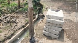 Proyek pembangunan drainase di Kampung Bojong Lodaya 2, Kelurahan Nagri Tengah, Kabupaten Purwakarta.