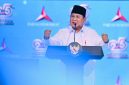 Presiden Prabowo Subianto menyampaikan sambutannya pada Puncak Peringatan Hari Ulang Tahun ke-25 Partai Demokrat yang digelar di Indonesia Arena, Jakarta, pada Rabu, 9 September 2026. Foto: BPMI Setpres/Laily Rachev