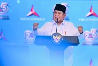 Presiden Prabowo Subianto menyampaikan sambutannya pada Puncak Peringatan Hari Ulang Tahun ke-25 Partai Demokrat yang digelar di Indonesia Arena, Jakarta, pada Rabu, 9 September 2026. Foto: BPMI Setpres/Laily Rachev