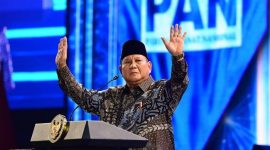 Presiden Prabowo Subianto saat menghadiri Puncak Peringatan HUT ke-28 Partai Amanat Nasional (PAN) di JICC, Jakarta, Jumat (18/9/2026).