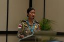 Kompol Riza Sativa, membawakan materi bertajuk “Trafficking Case Study Involving a ‘Mail Ordered Bride’”, di International Association of Women Police (IAWP) Annual Training Conference 2026 di Bali.
